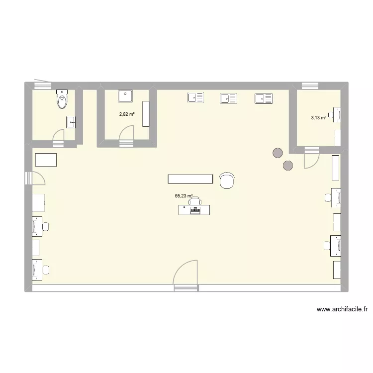 SALON. Plan de 3  et 71 m²