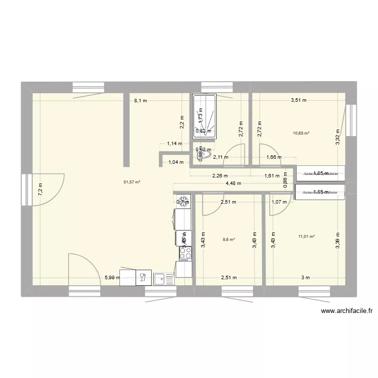 Le Fraisse Etage. Plan de 4  et 82 m²