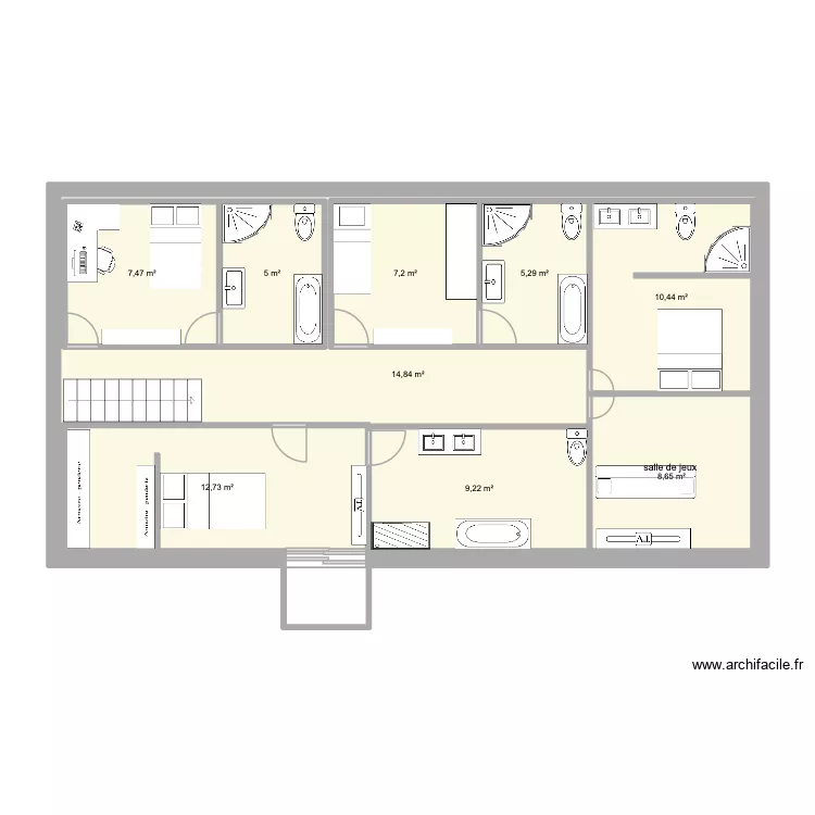 &eacute;tage maison. Plan de 9 pièces et 154 m²