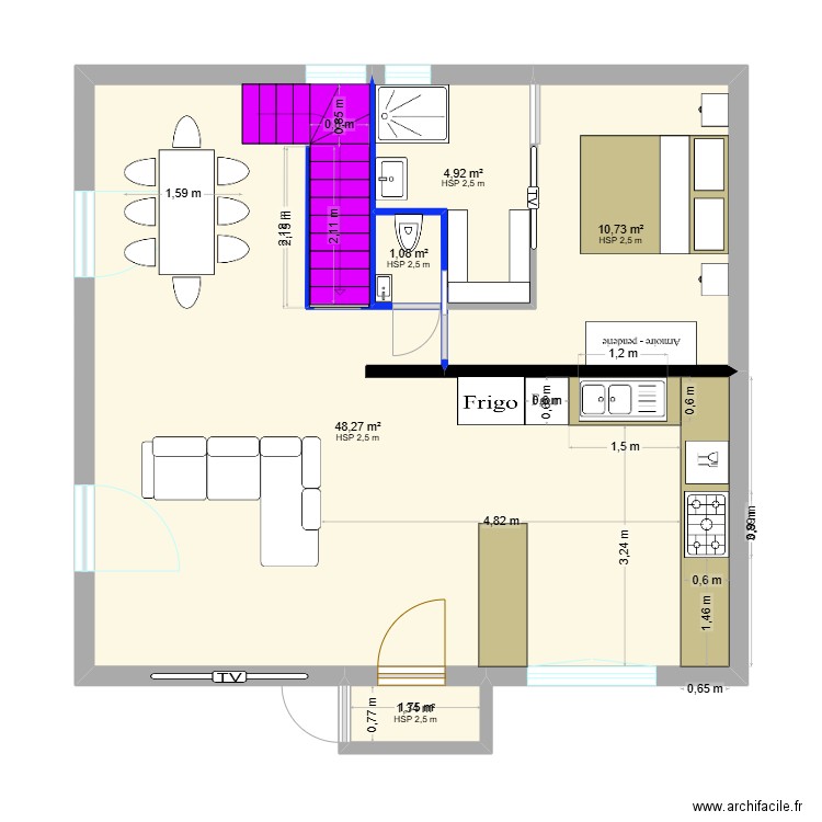 plan v2. Plan de 5 pièces et 66 m2