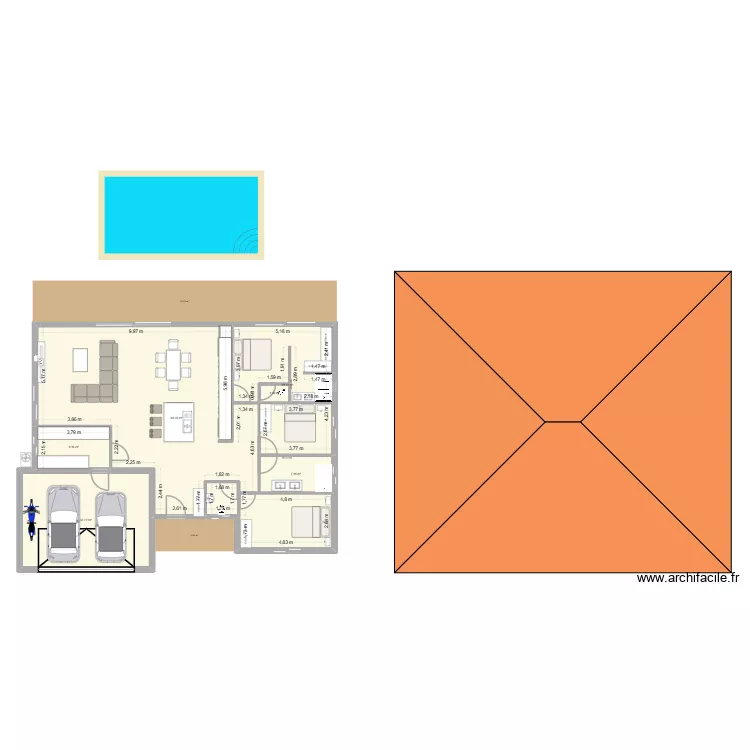 Maison espagne. Plan de 6  et 175 m²