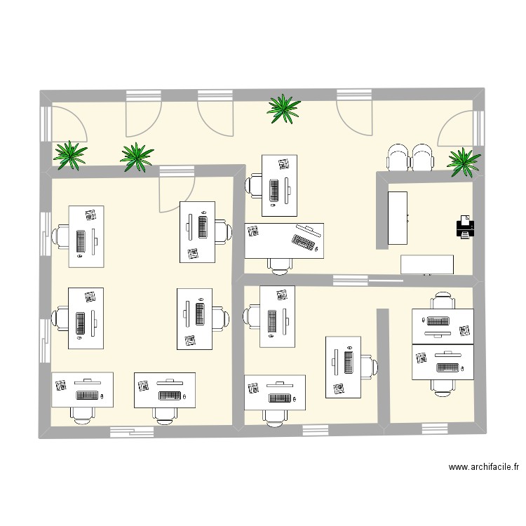 Bureau DRH. Plan de 2 pièces et 64 m2
