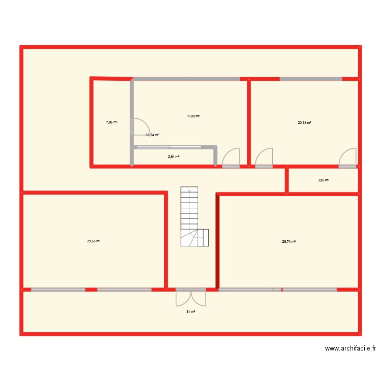 rty. Plan de 9 pièces et 201 m2