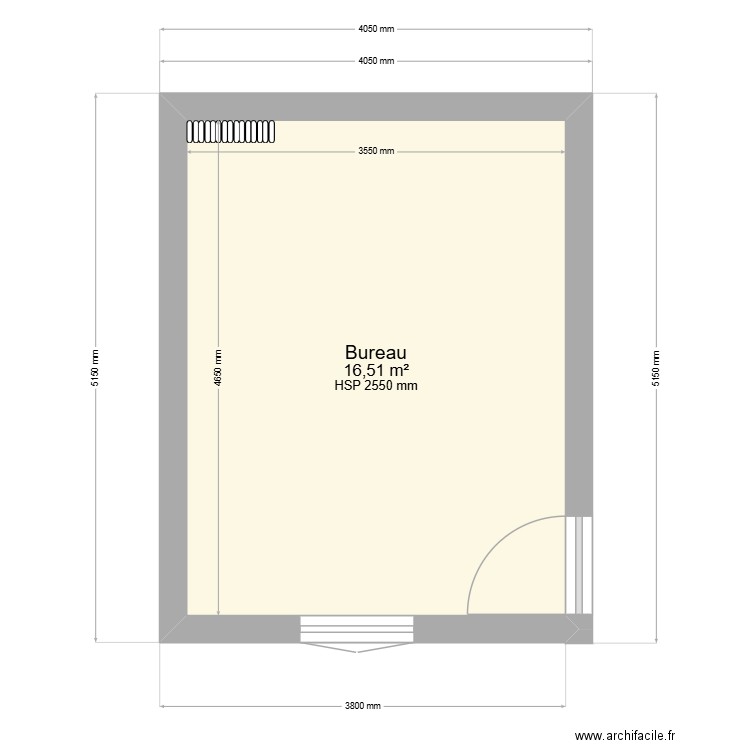 bureau mc. Plan de 1 pièce et 17 m2