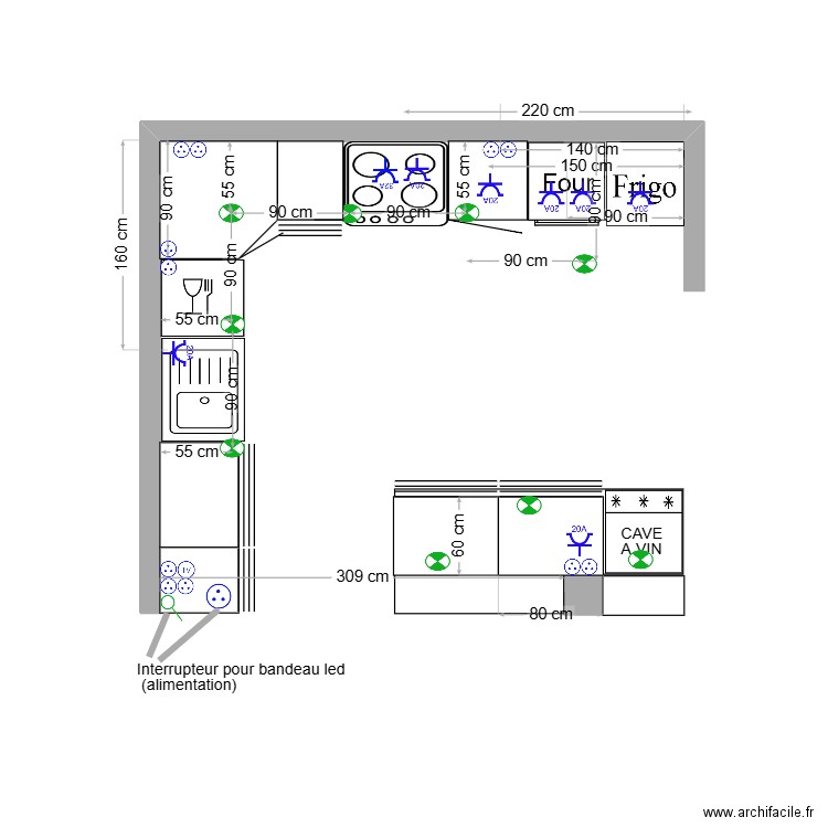 elec cuisine. Plan de 0 pièce et 0 m2