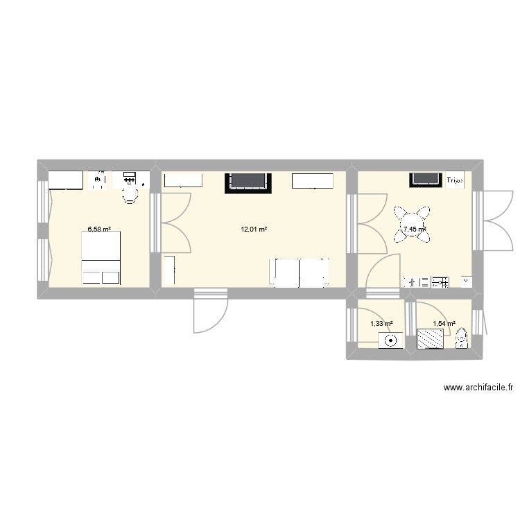 Lambermont 133 rc. Plan de 5 pièces et 29 m2