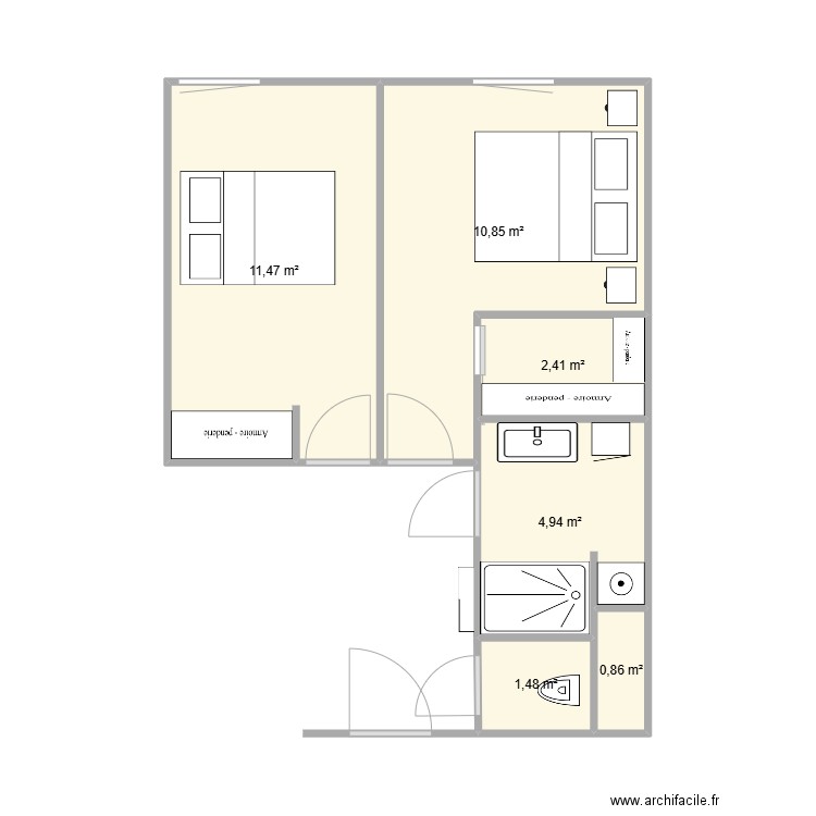 appart cissou. Plan de 6 pièces et 32 m2
