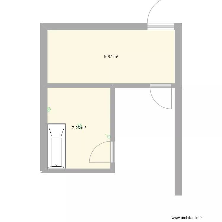 Boup&egrave;re - salles d'eau. Plan de 2 Pièces et 17 m²