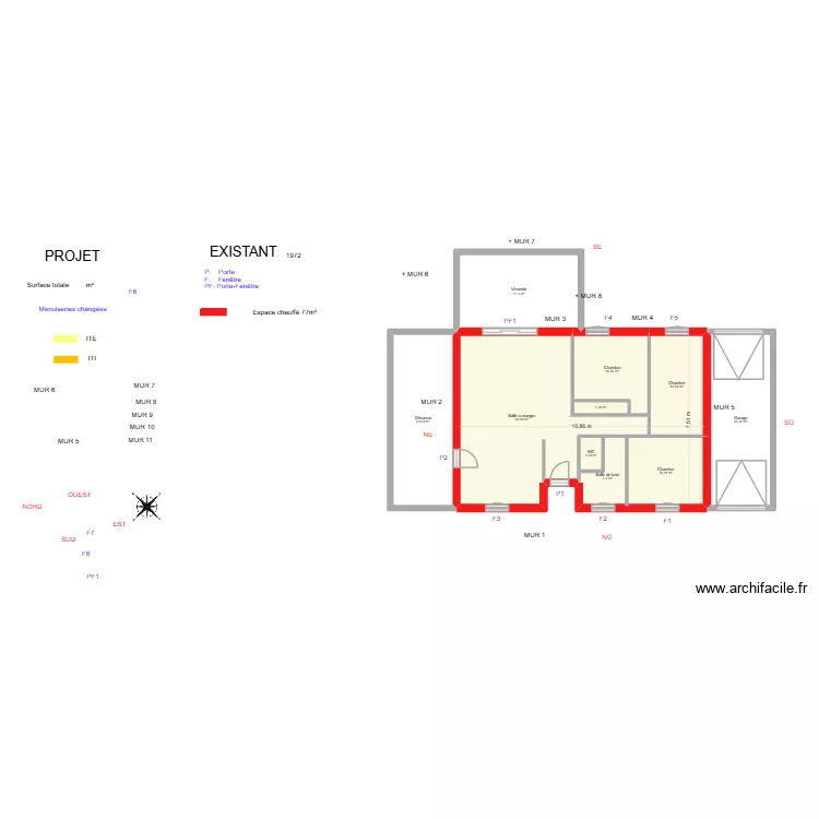 DUSSURGET_ Existant. Plan de 10  et 135 m²