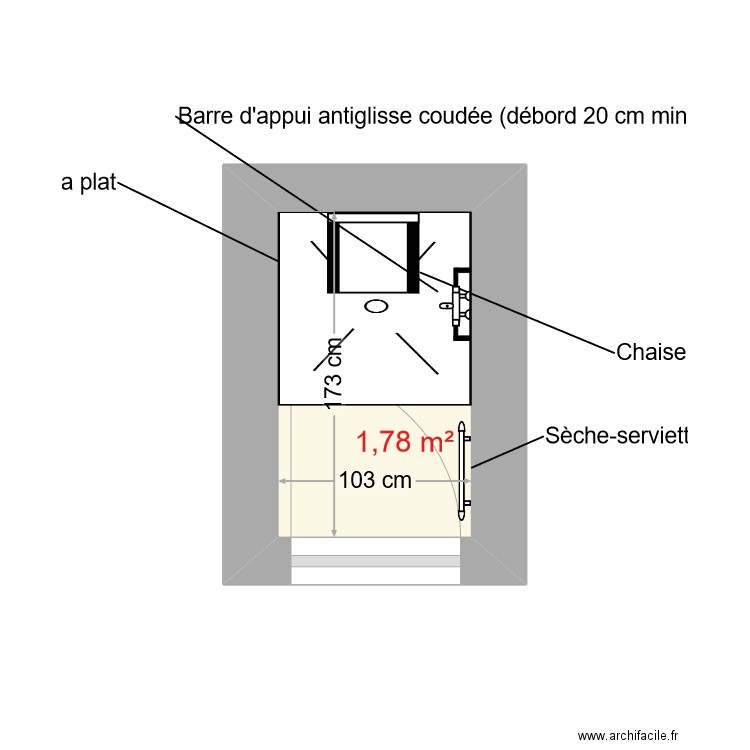 SDB Labenne mission test 2. Plan de 1 pièce et 2 m2