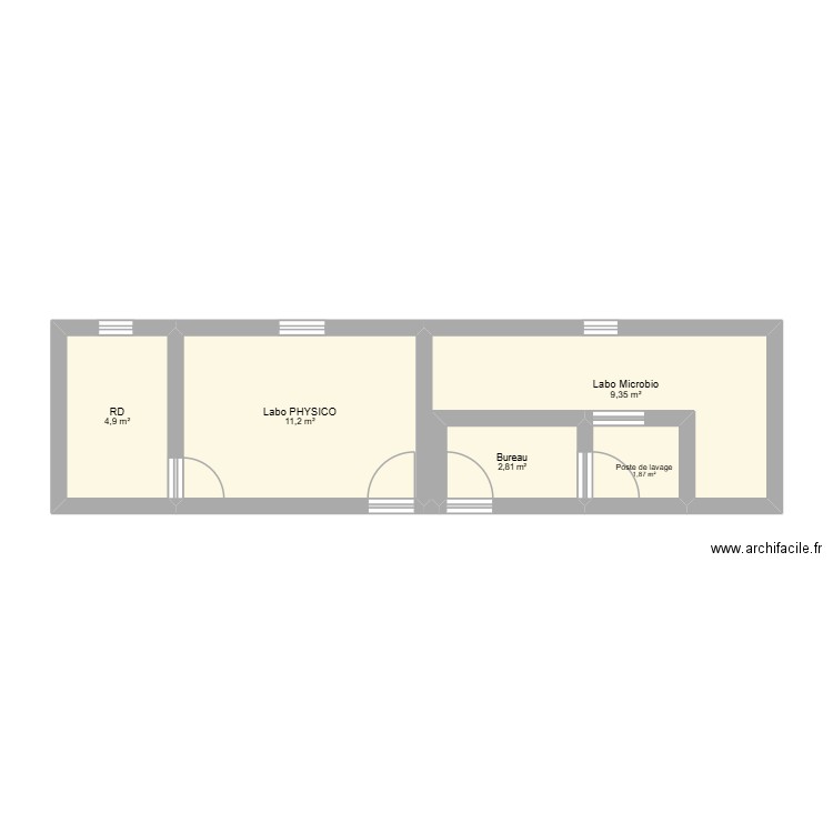 Plan des LABOS. Plan de 5 pièces et 30 m2