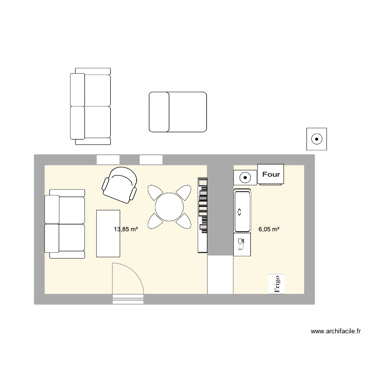 RAYNOUARD. Plan de 2 pièces et 20 m2