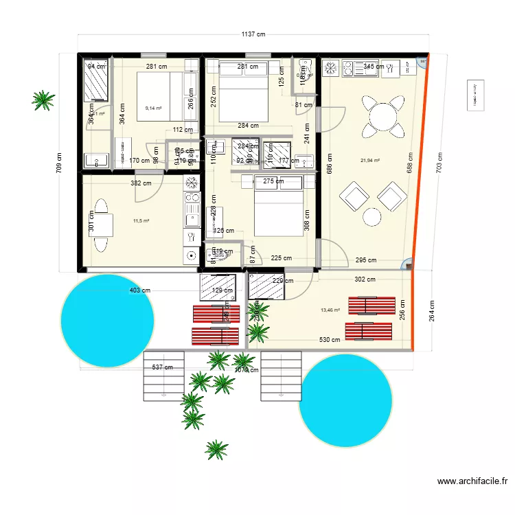 Popotte Steph 19 mars 26/2. Plan de 8  et 84 m²