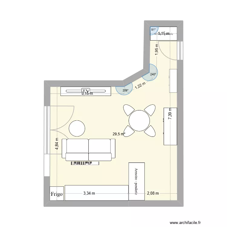 Salon. Plan de 1  et 30 m²