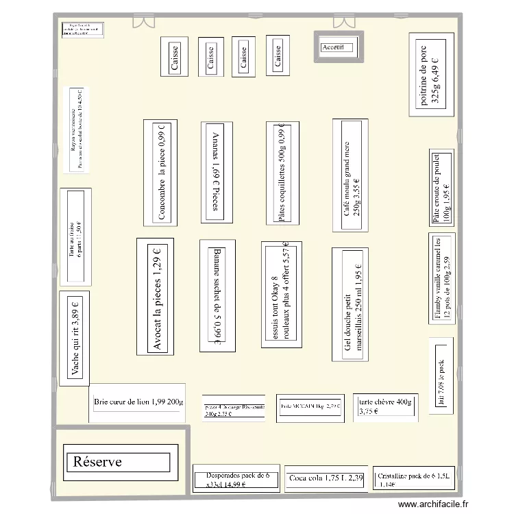 plan magasin FRED. Plan de 