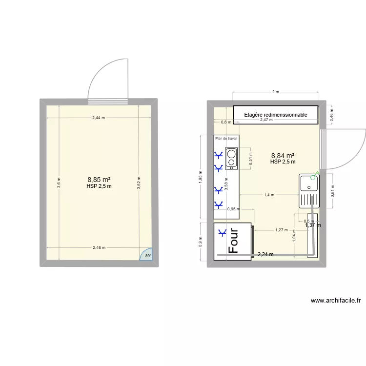 Boucherie - Charlier - Tournai. Plan de 2  et 18 m²