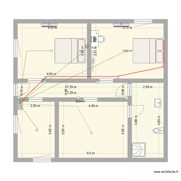 Essai 01M34. Plan de 2 et 76 m² Essai 01M34. Plan de 2 et 76 m²