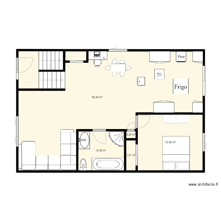 Plan Maison v2. Plan de 5 pièces et 72 m2