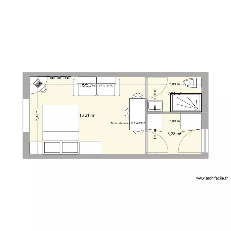 StudioPerigoudrine tvx6. Plan de 3 et 19 m² StudioPerigoudrine tvx6. Plan de 3 et 19 m²