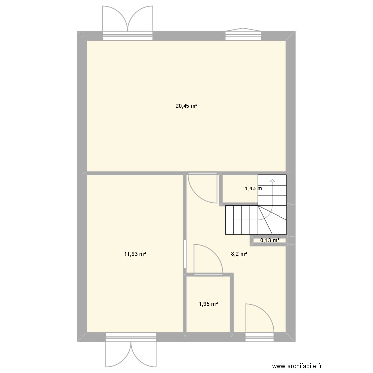 Maison. Plan de 6 pièces et 44 m2