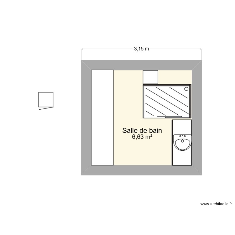 Plan salle de bain. Plan de 1 pièce et 7 m2