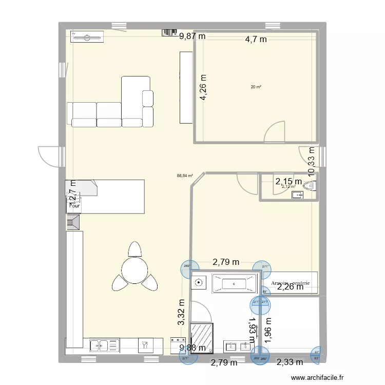 gouhenans. Plan de 3  et 133 m²