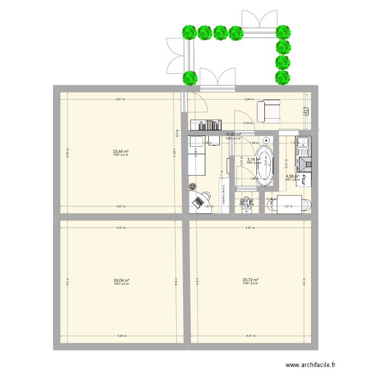 Piece carree. Plan de 0 pièce et 0 m2