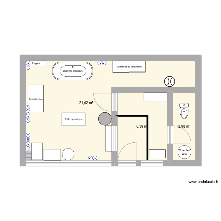 plan salon. Plan de 3 pièces et 30 m2