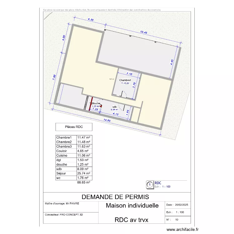 MAISON avant choix. Plan de MAISON avant choix. Plan de