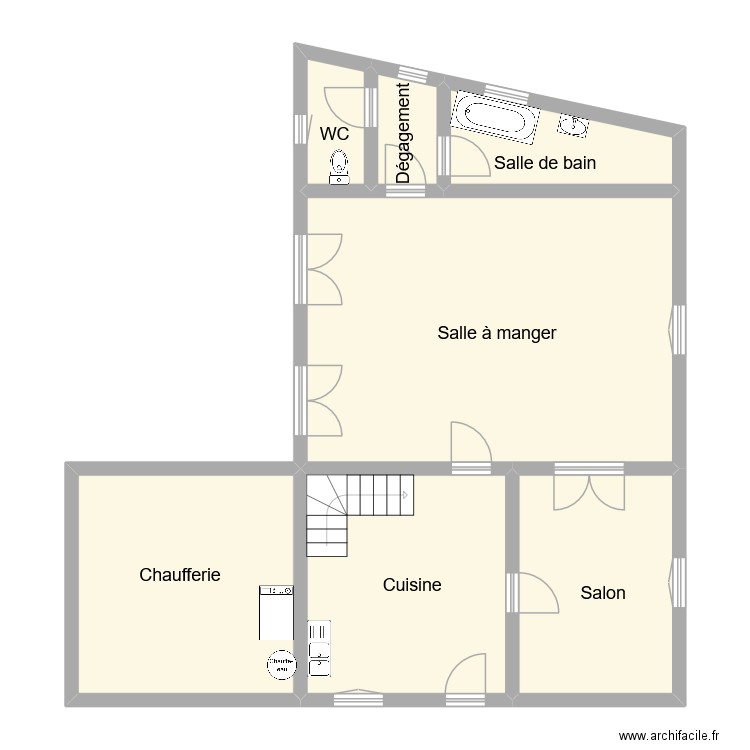 prevault rdc. Plan de 7 pièces et 99 m2