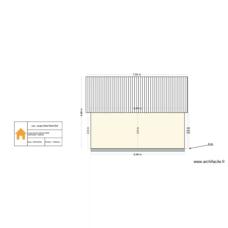 vue coupe NO Terrain. Plan de 