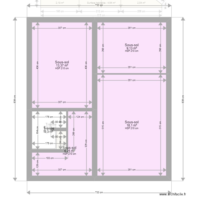 ML24007350. Plan de 26 pièces et 198 m2