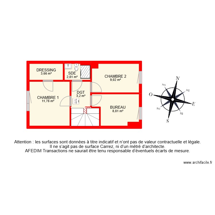BI - 30427. Plan de 17 pièces et 107 m2