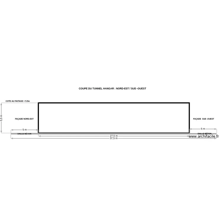 TUNNANG COUPE NORD-EST / SUD-OUEST. Plan de 