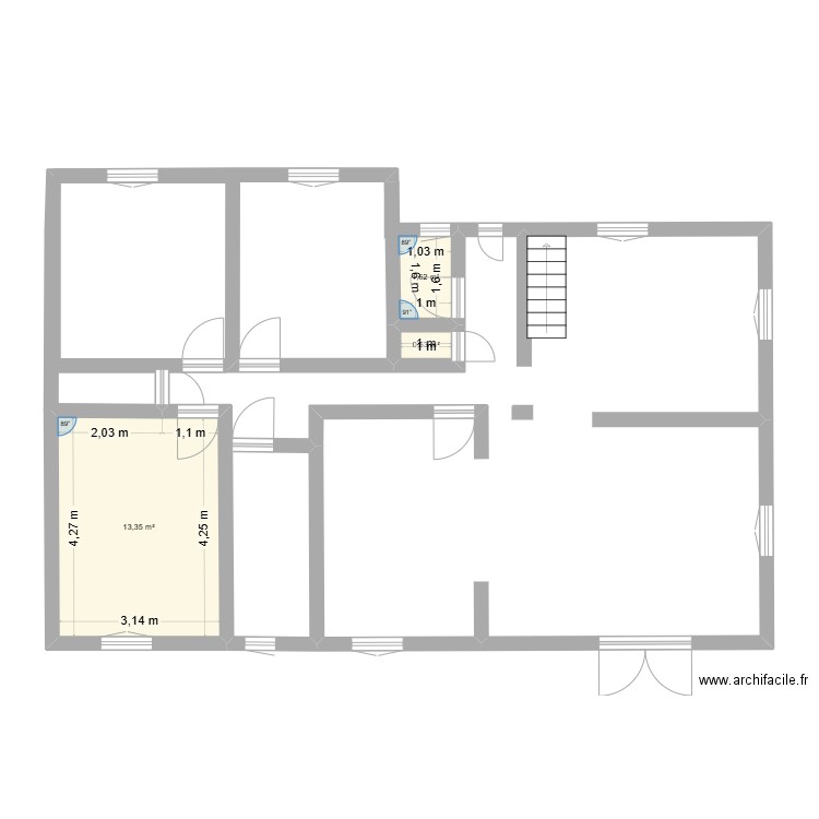 original 19 claudel. Plan de 3 pièces et 16 m2