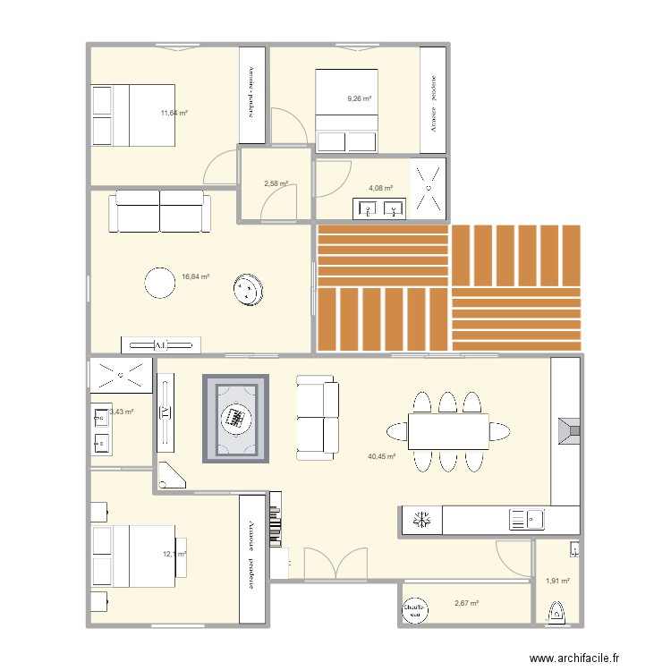 MATH-2. Plan de 10 pièces et 105 m2