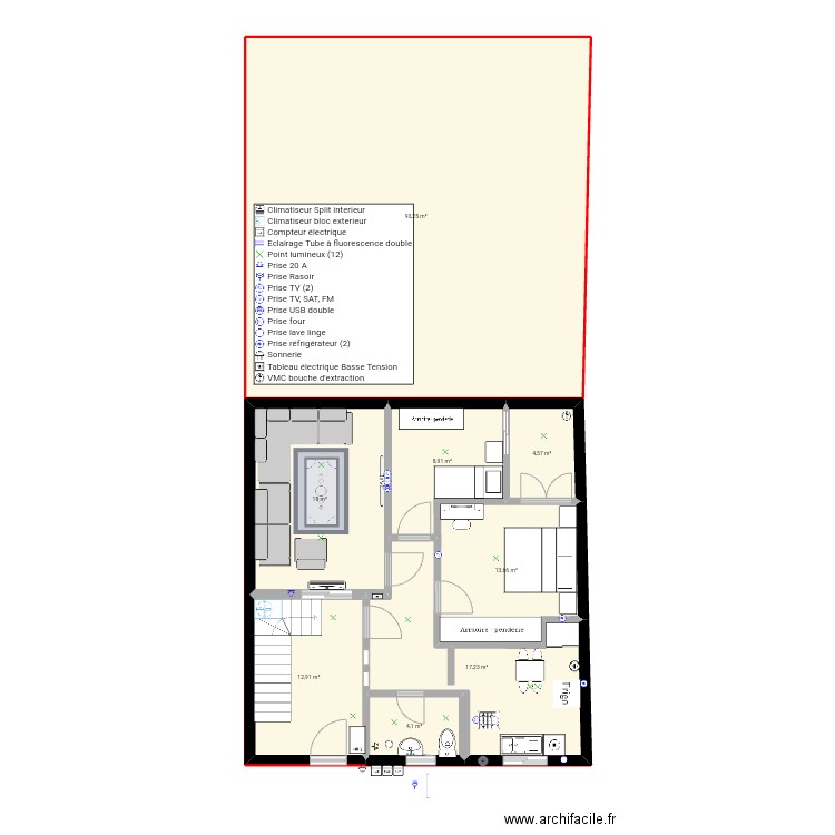 Plan 01. Plan de 8 pièces et 173 m2