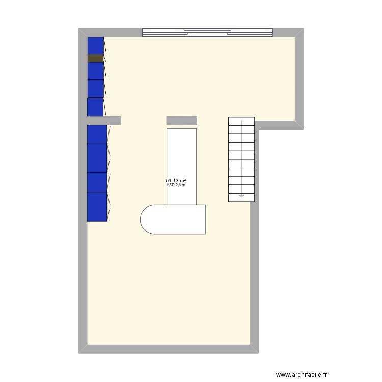 cuisine perene. Plan de 1 pièce et 51 m2