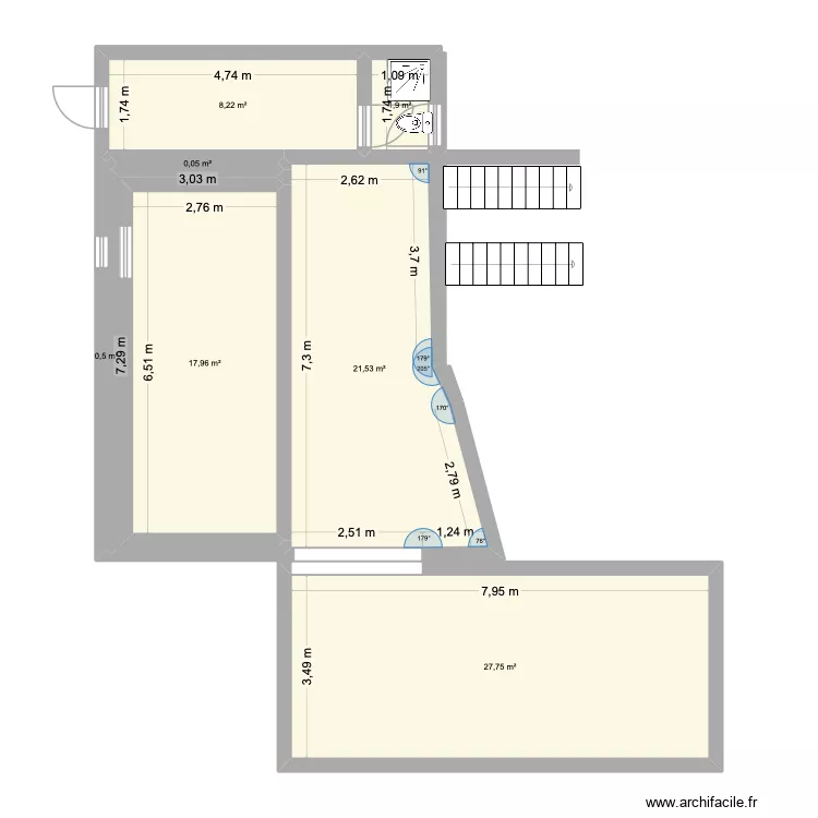 Maison Matemale 1. Plan de 7 pièces et 78 m²