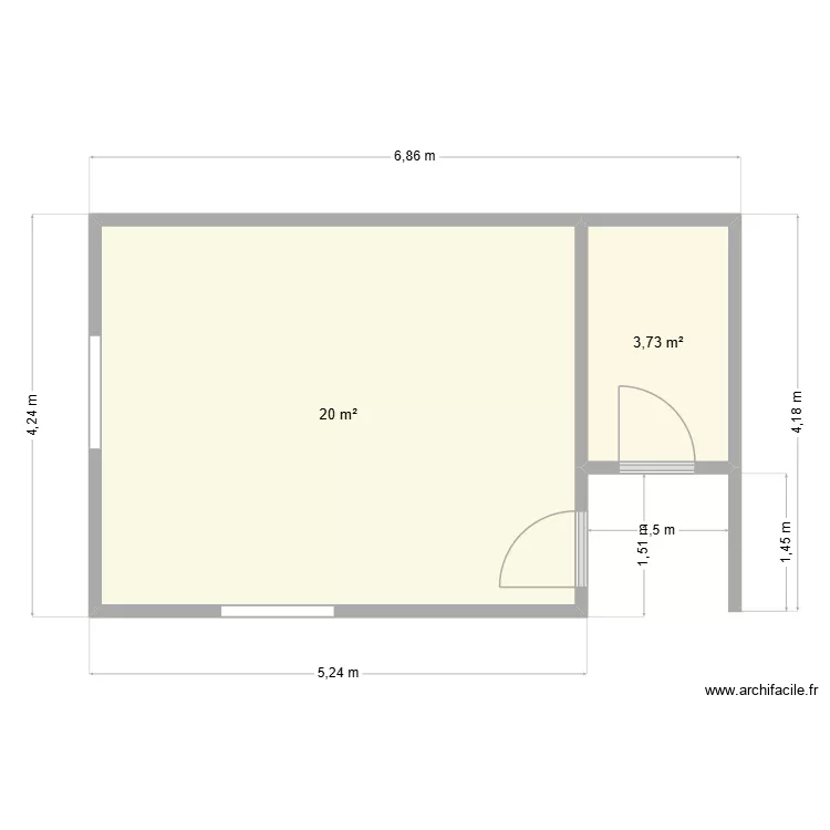D&eacute;pendance Blitta. Plan de 2  et 24 m²