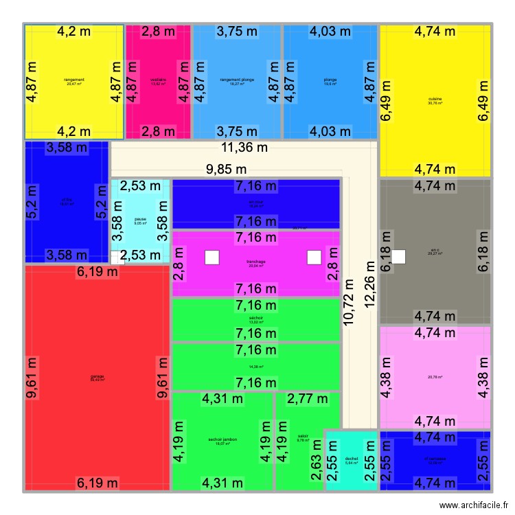 labo 4. Plan de 19 pièces et 382 m2