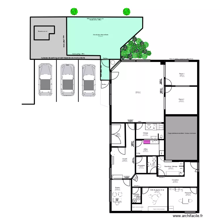 Les Ulis - Atlantique PMI 5 avec Espace ext&eacute;rieur. Plan de 