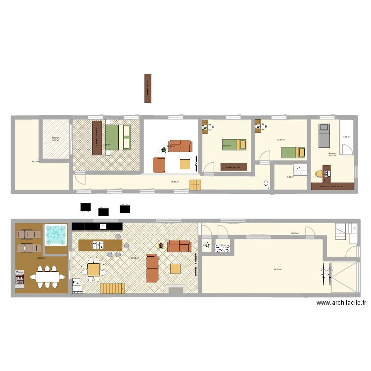 SSC DOUBLE NIVEAU1 double. Plan de 27 pièces et 429 m2