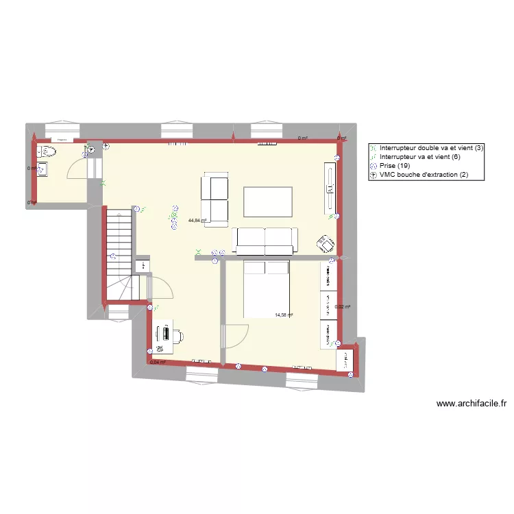 Plan 1ER Etage (SDB Douche). Plan de 
