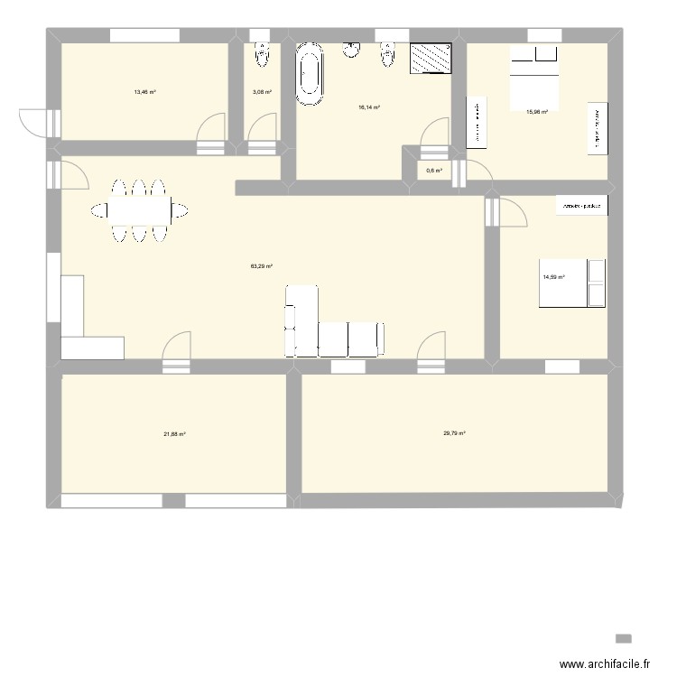 Maison Léa. Plan de 9 pièces et 179 m2