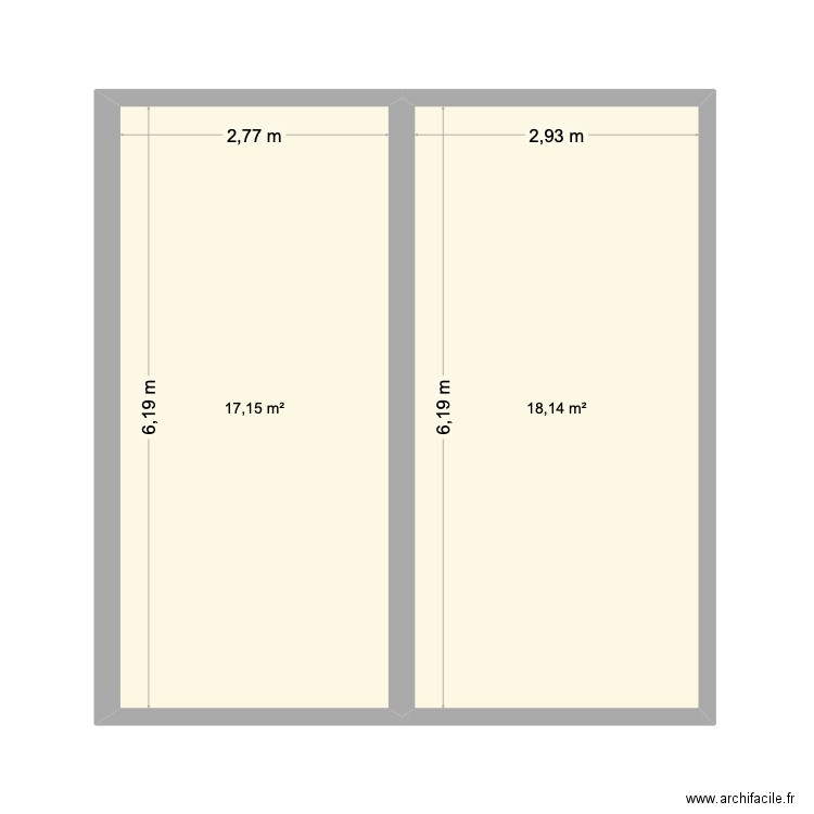 garage henri. Plan de 2 pièces et 35 m2