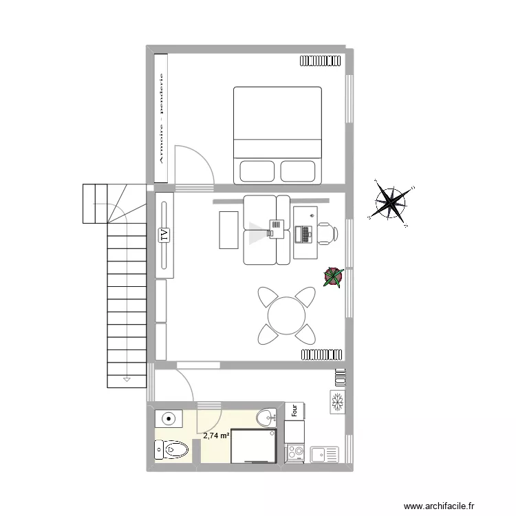 Appart. Plan de 1  et 3 m²
