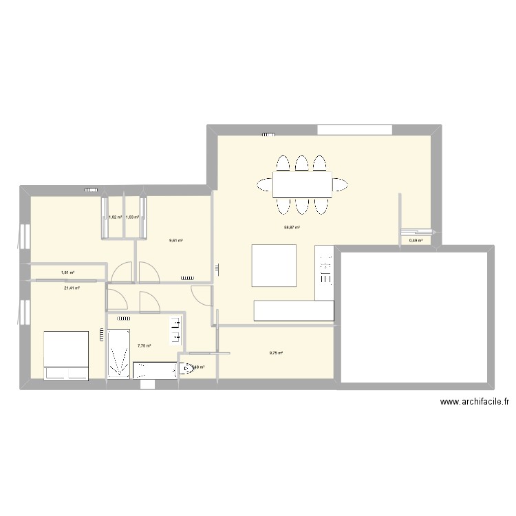 moreau. Plan de 10 pièces et 113 m2