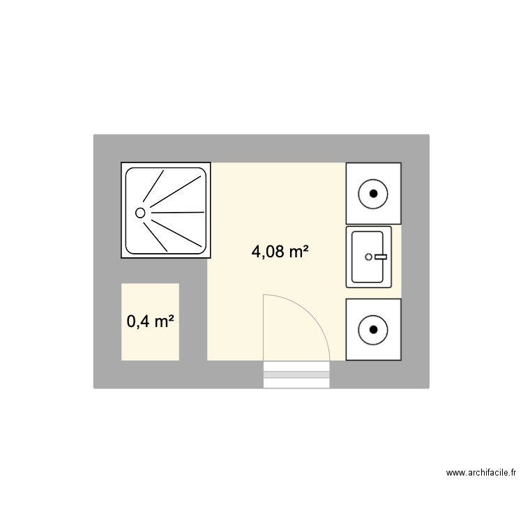 sdb locquirec. Plan de 2 pièces et 4 m2