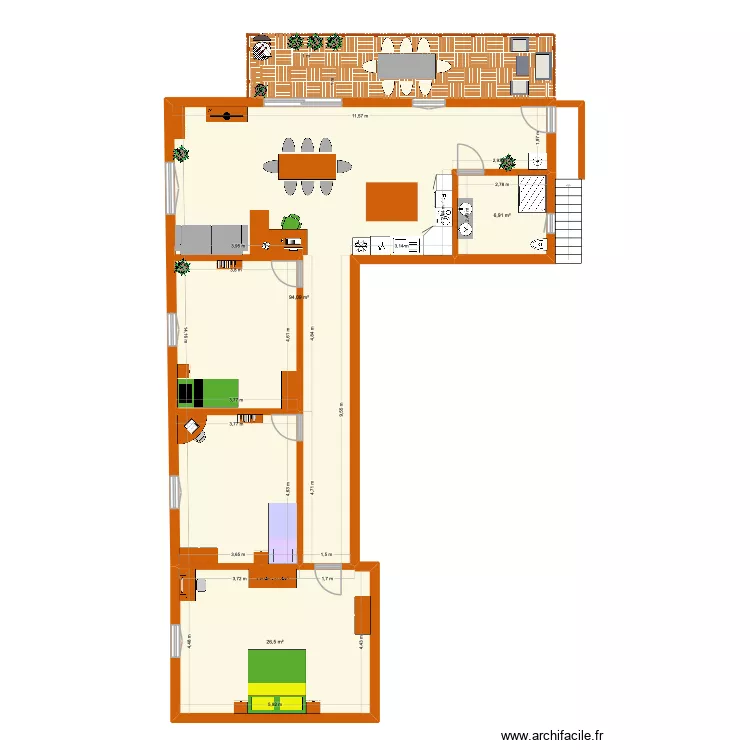 appartement Jo&eacute; Cattin Corrig&eacute;. Plan de 